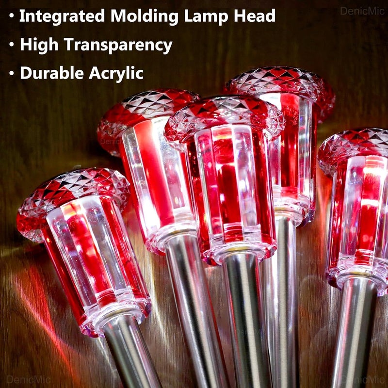 DenicMic Solar Lights Outdoor 10 Pack Waterproof Red White LED Stainless Steel Stake Outside Lights for Yard Pathway Garden Driveway Walkway Landscape Path Lighting Christmas Decorations - Image 5